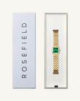 Rosefield horloge BEGSG-B05 The Boxelle Emerald Dial Gold Indexes Gold Steel Strap - PansiteNederland.nl