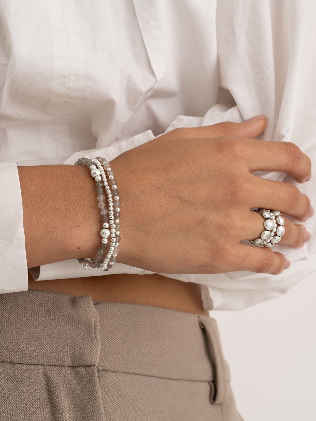 Sparkling Jewels Armband Labradoriet BLK01S-G18 Zilverkleurig