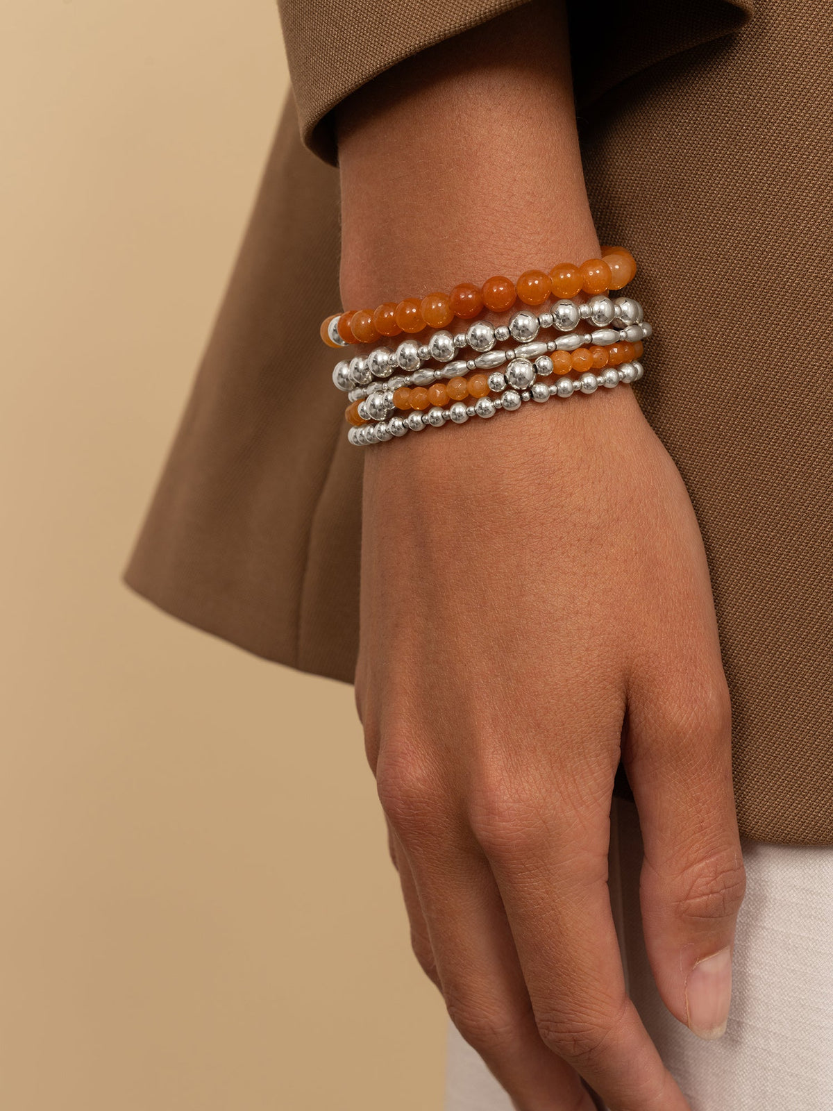 Sparkling Jewels Armband Aventurijn BLK01S-G28 Zilverkleurig