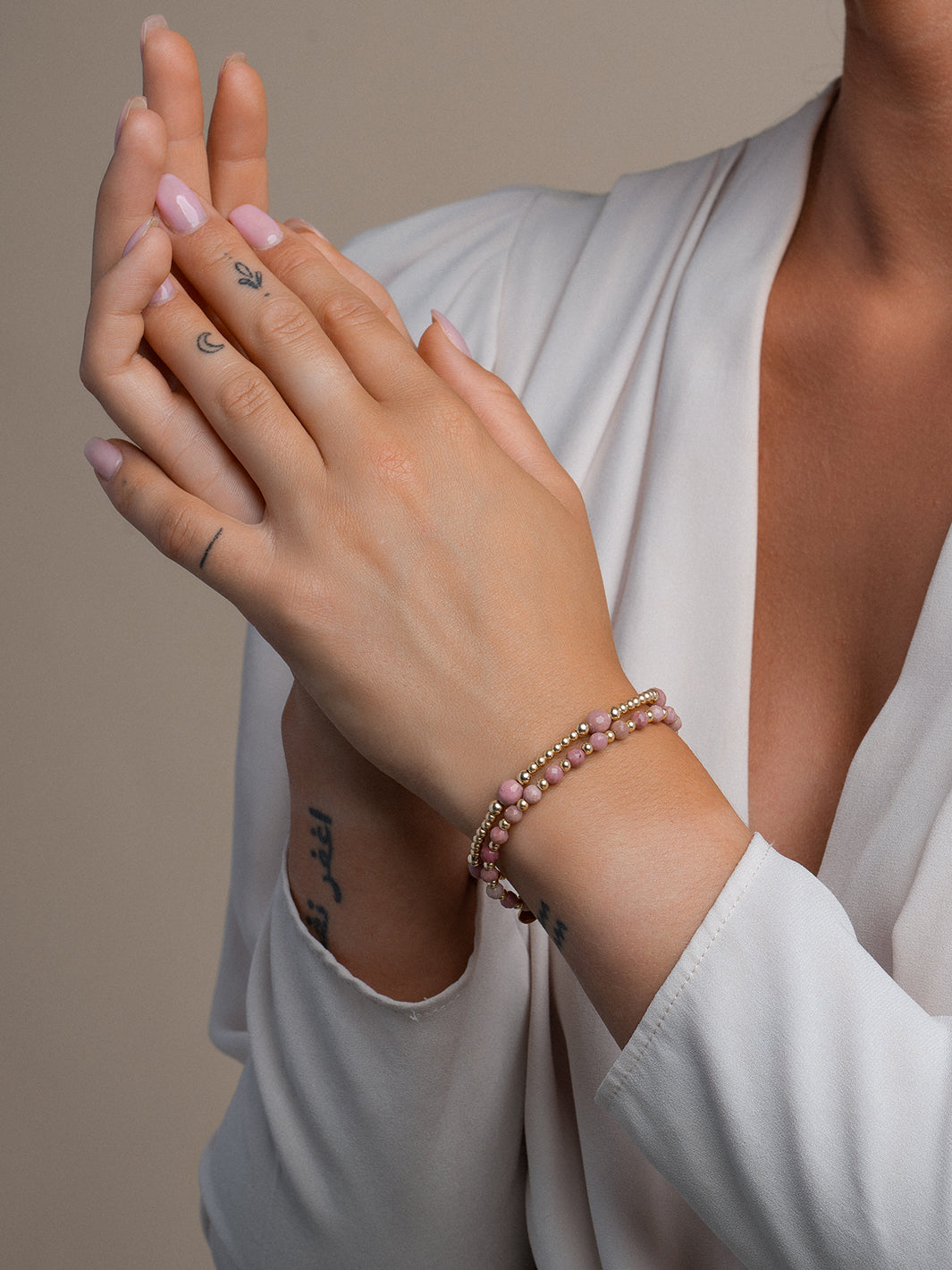 Sparkling Jewels Armband Roze rhodoniet BLK03G-G24 Zilverkleurig