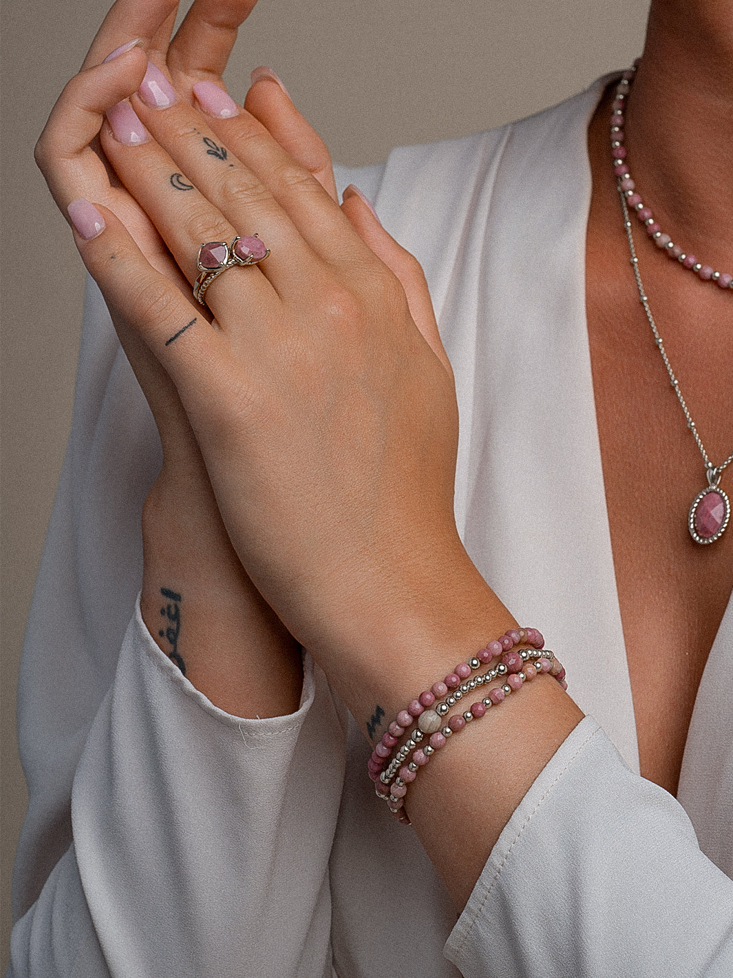 Sparkling Jewels Armband Roze rhodoniet BLK03S-G24 Goudkleurig
