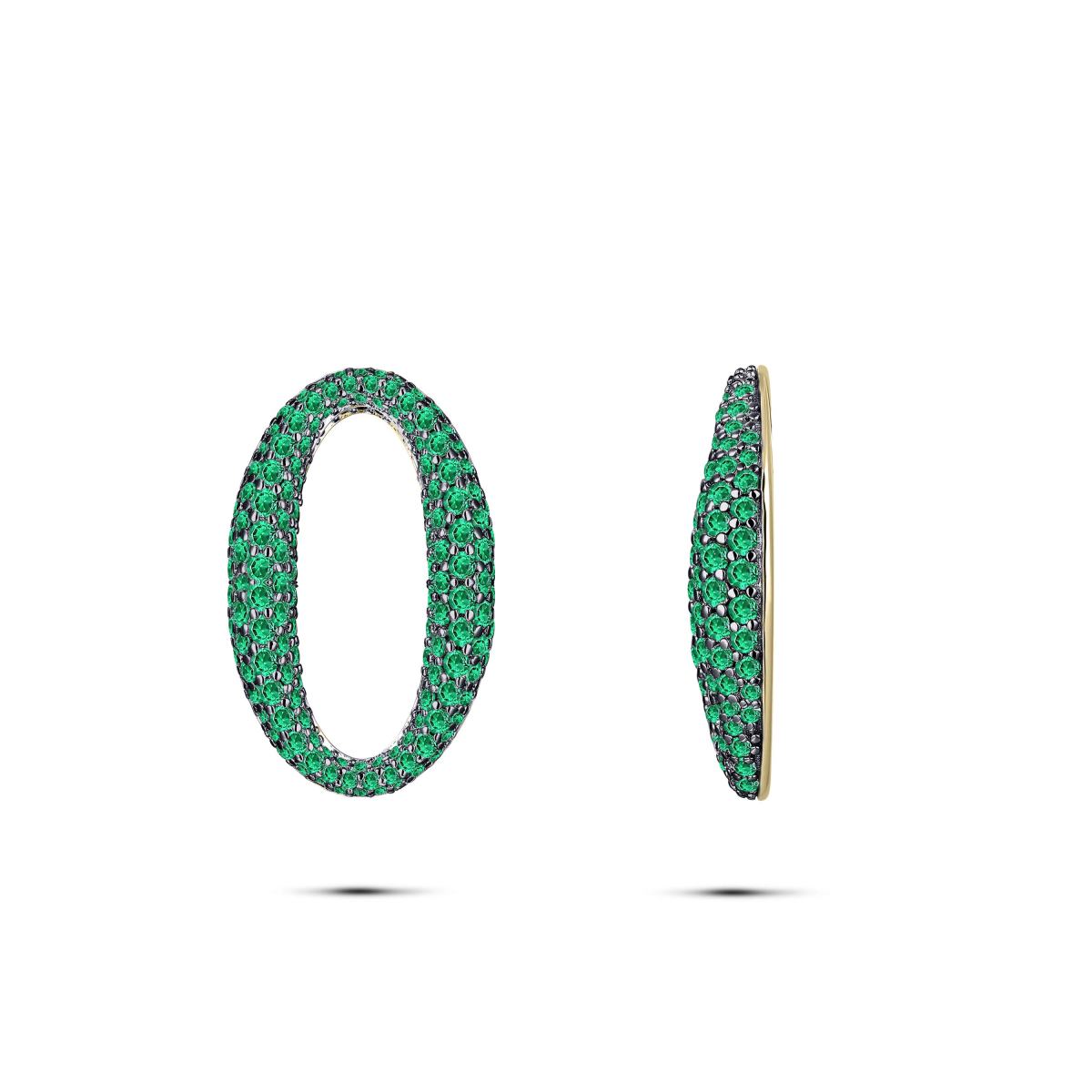 Gisser Oorbedels Zilver Geel Verguld Zirkonia Groen – C1001YG – foto 3