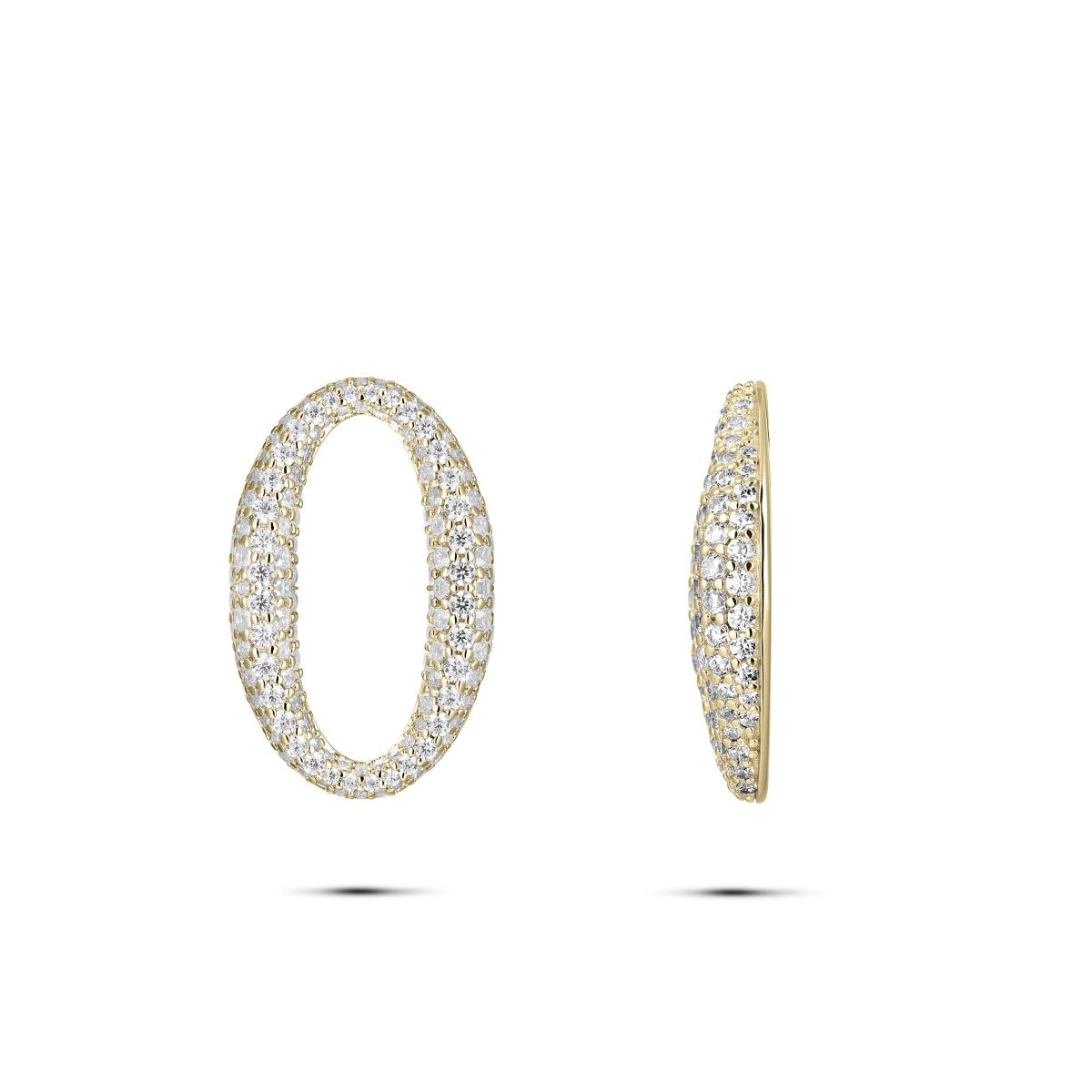 Gisser Oorbedels Zilver Geel Verguld Zirkonia Wit – C1001Y – foto 3