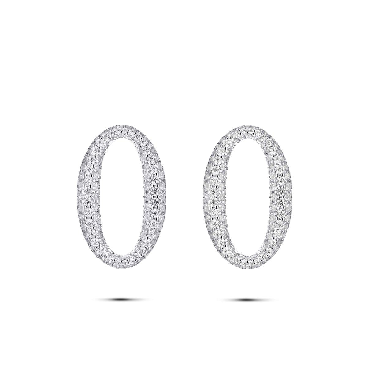 Gisser Oorbellen Zilver Gerhodineerd Zirkonia Wit – C1001