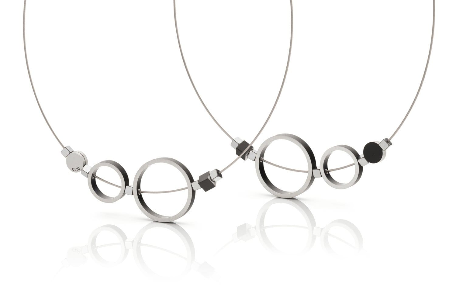 Clic Ringen Collier 43cm edelstaal zwart - C186Z