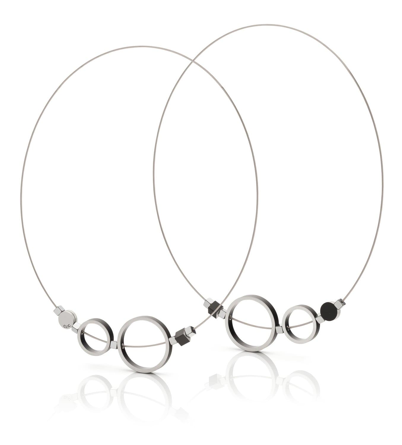 Clic Ringen Collier 43cm edelstaal zwart - C186Z