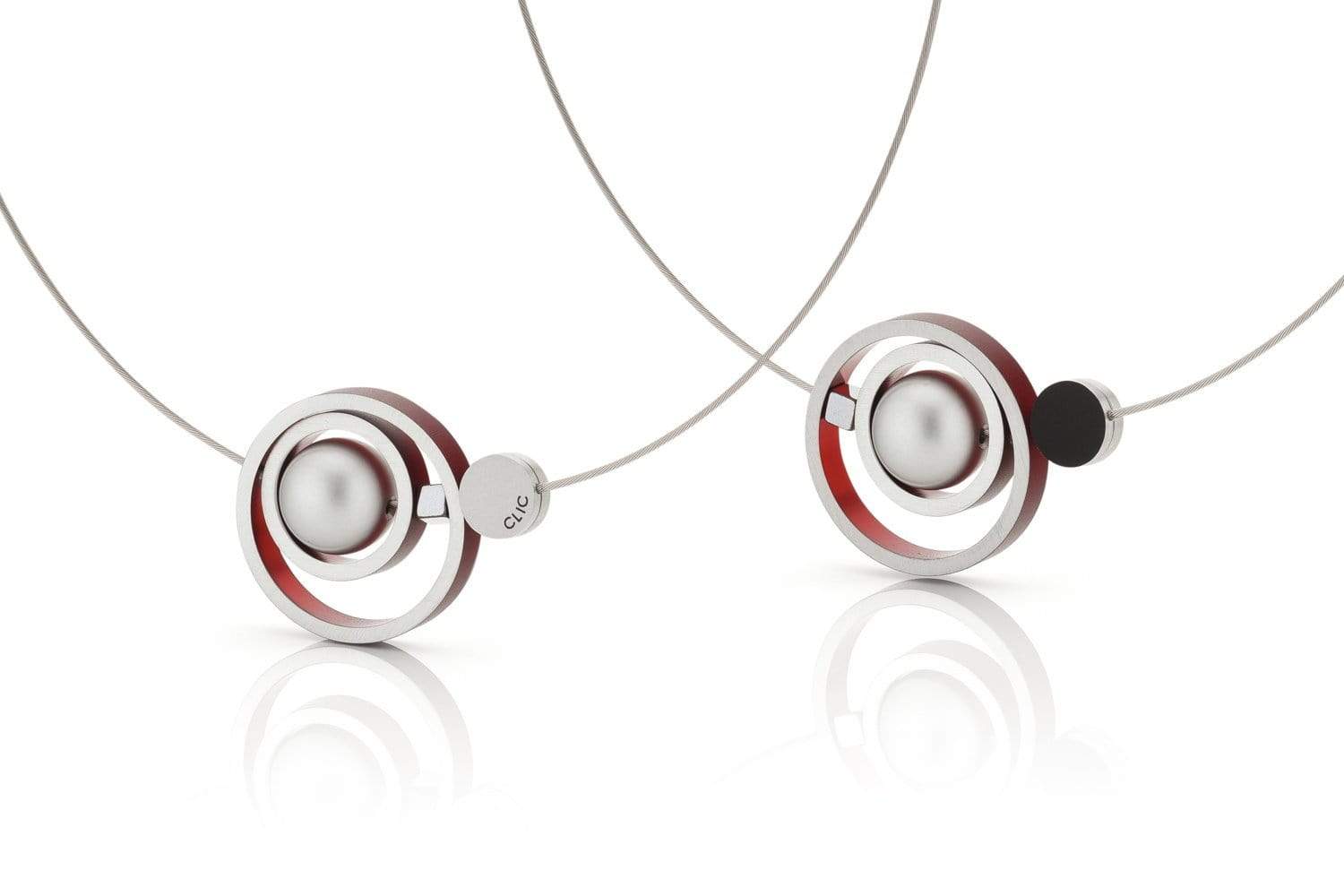 Clic Ringen in Elkaar Rood Collier 43 cm edelstaal zwart - C187R