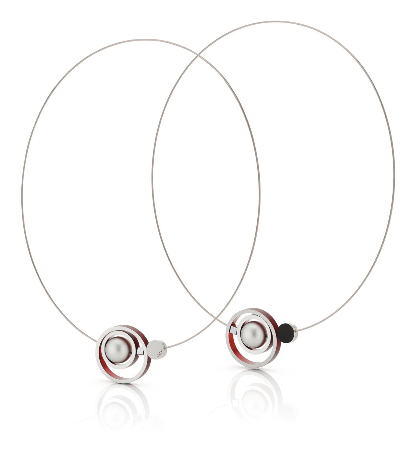 Clic Ringen in Elkaar Rood Collier 43 cm edelstaal zwart - C187R