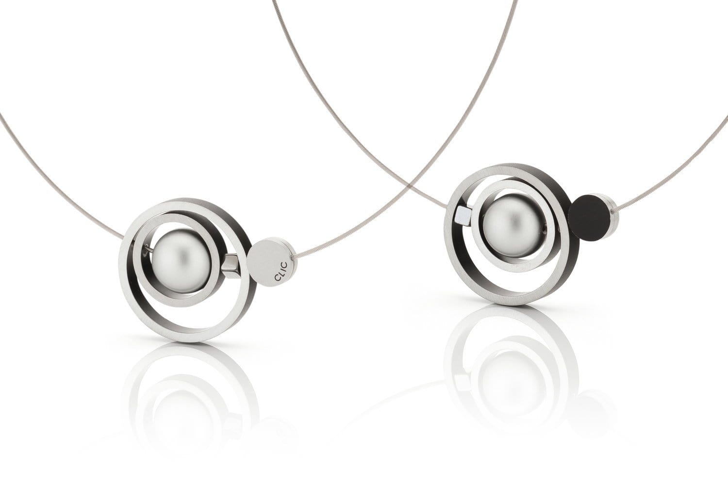 Clic Ringen in Elkaar Collier 43 cm edelstaal zwart - C187Z