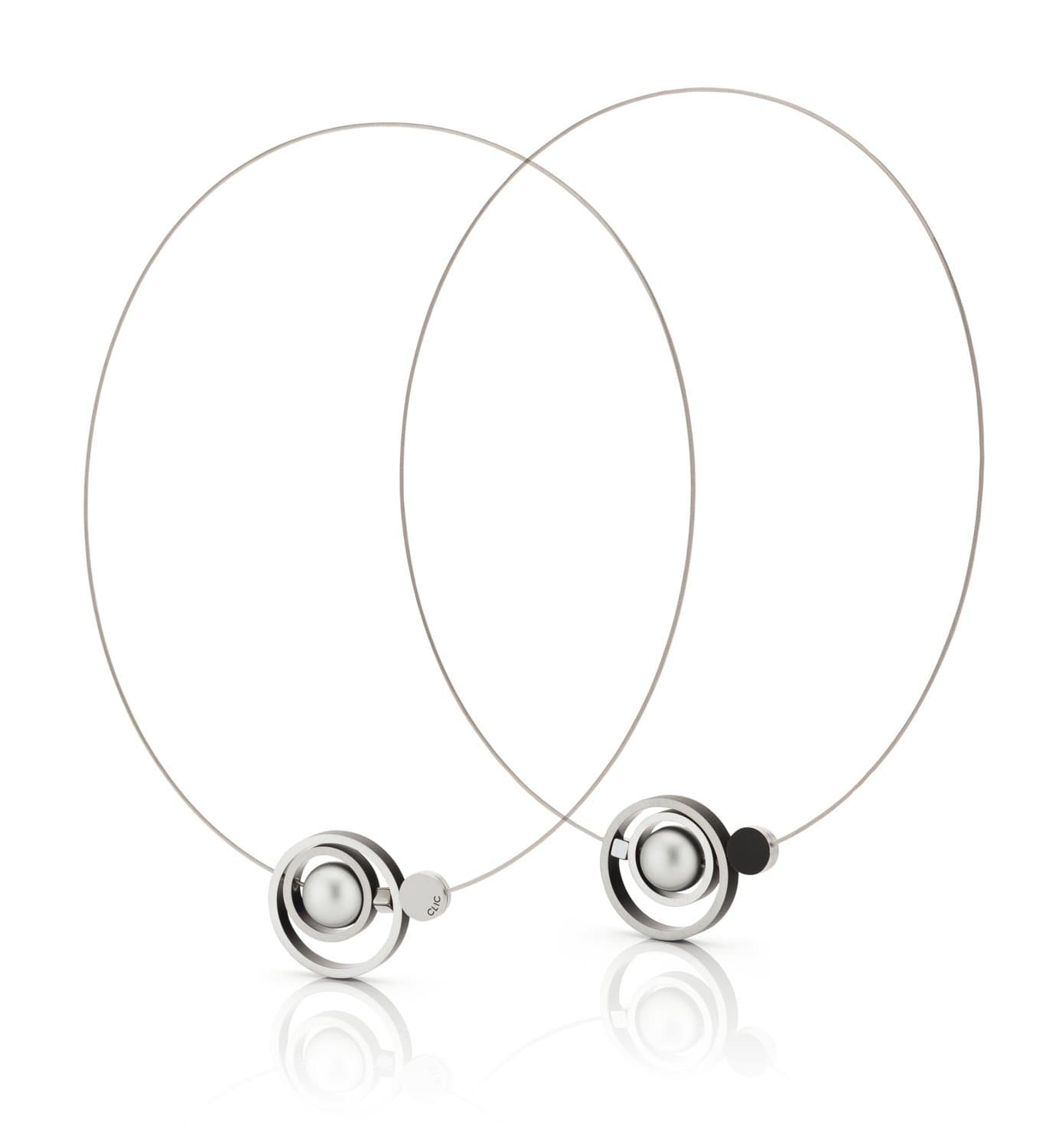 Clic Ringen in Elkaar Collier 43 cm edelstaal zwart - C187Z