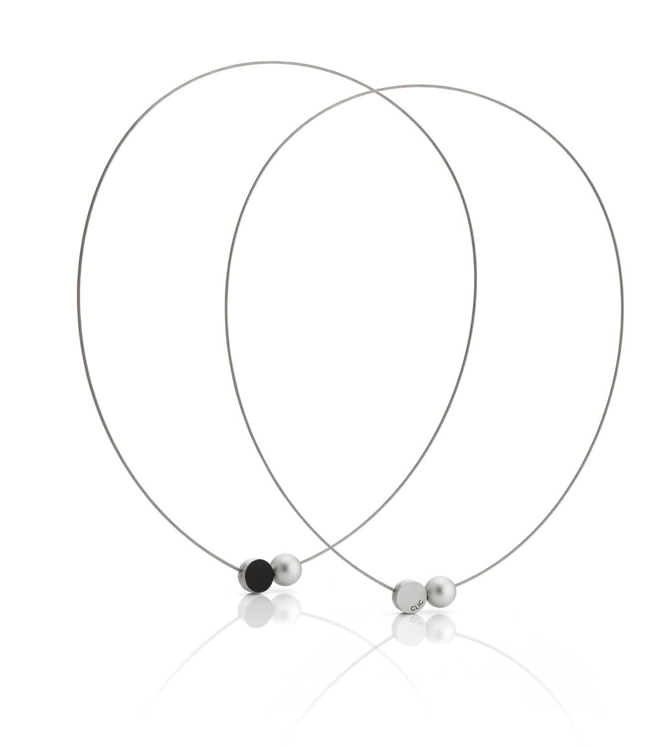 Clic Mini Kogeltje Collier 43 cm zilver zwart - C192