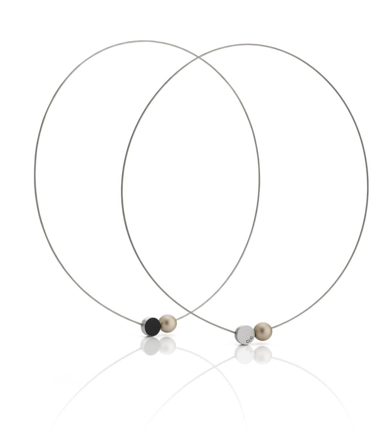 Clic Mini Kogeltje Collier 43 cm zilver zwart - C192G