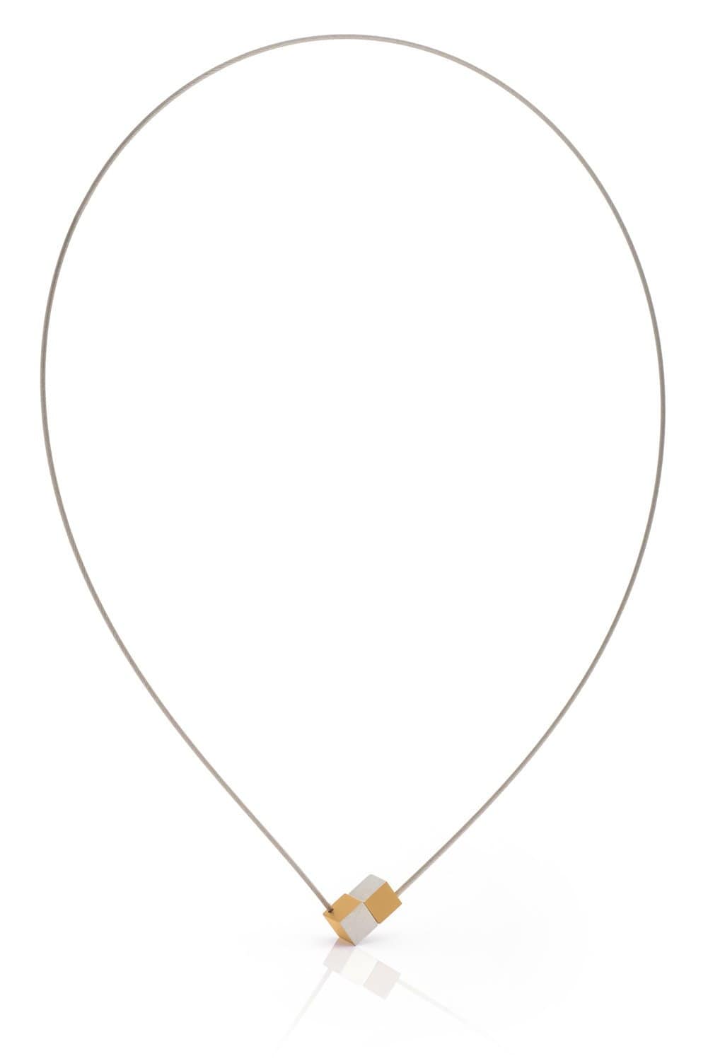 Clic Twee Kubusjes Collier 43 cm zilver zwart - C205G