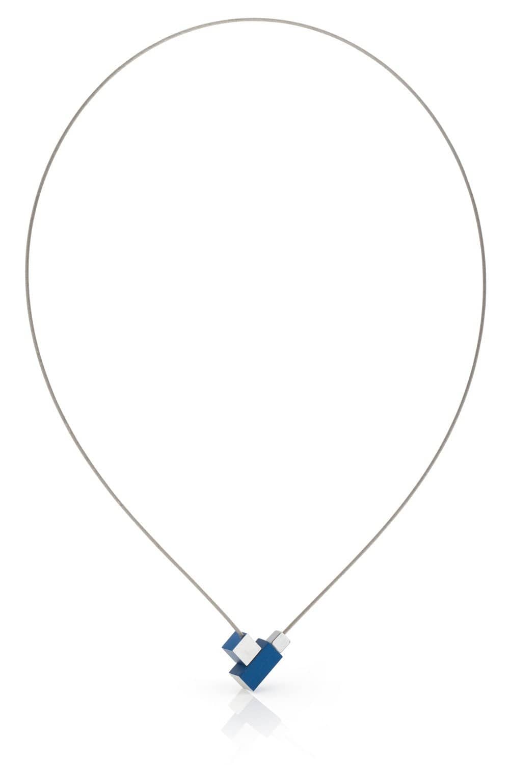 Clic Vierkantje en Rechthoekje Blauw Collier - C206B