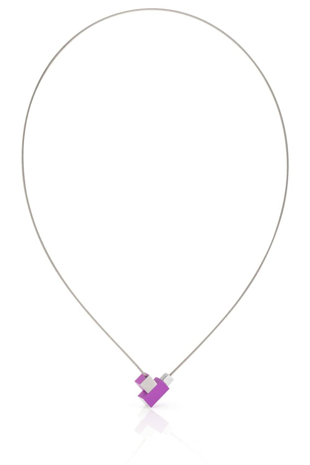 Clic Vierkantje en Rechthoekje Paars Collier - C206P