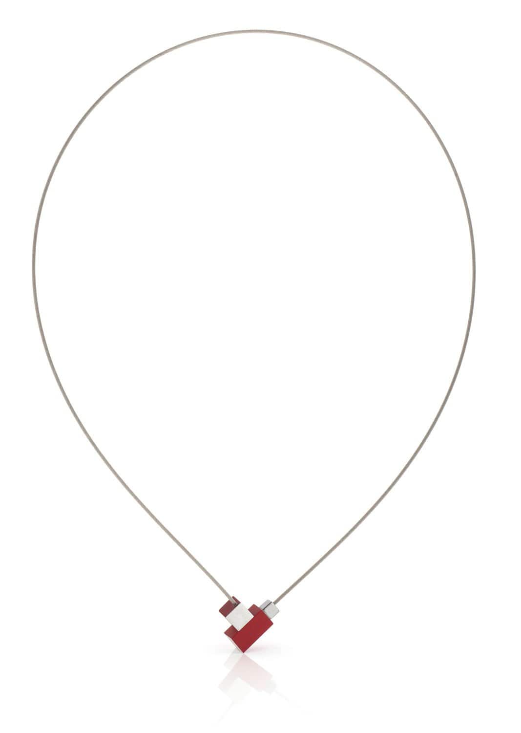 Clic Vierkantje en Rechthoekje Rood Collier - C206R