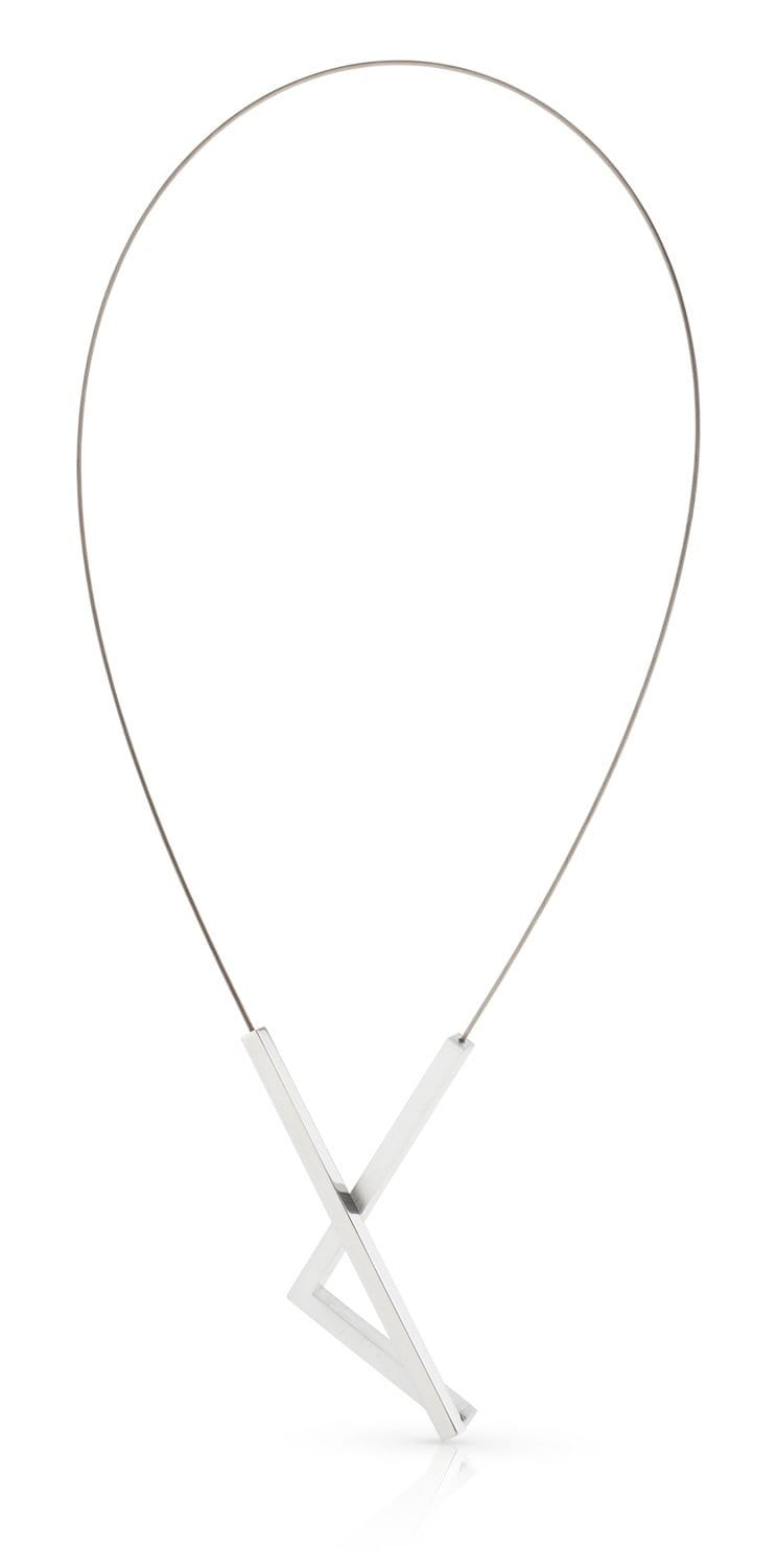 Clic Recht en Hoek Collier 43 cm zilver zwart - C207