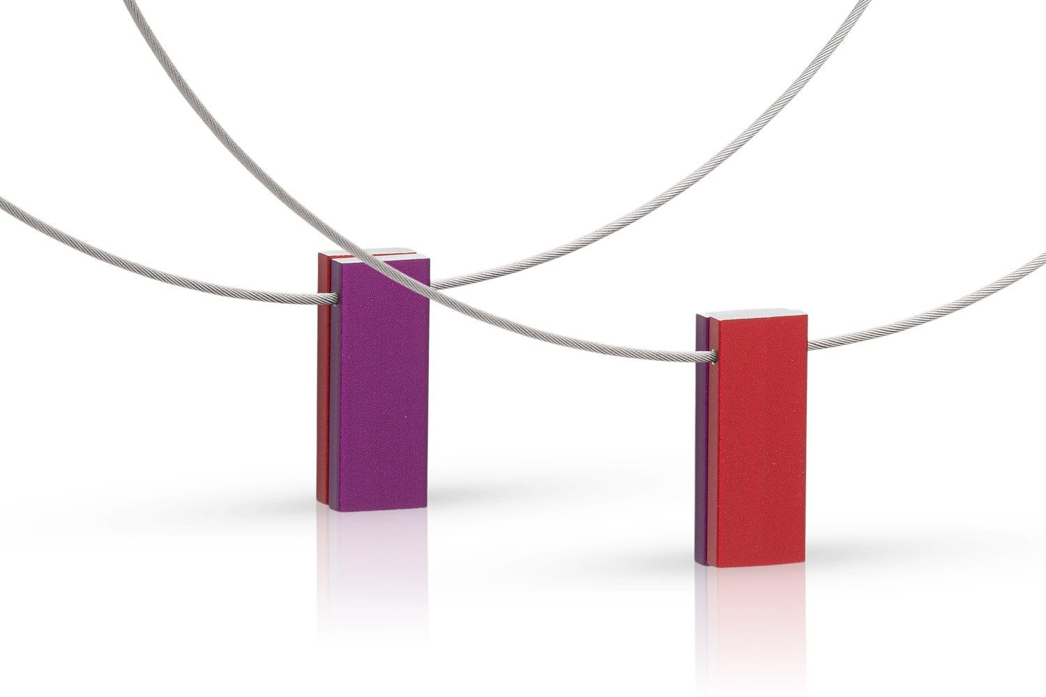 Clic Twee Gekleurde Rechthoeken Paars Collier - C232PR