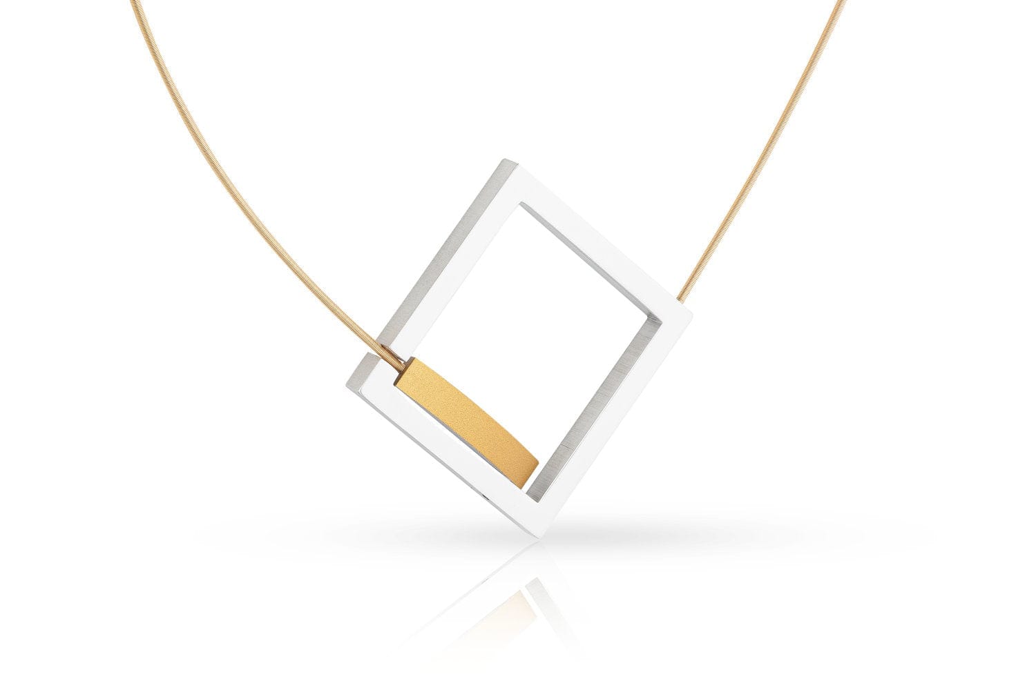 Clic Vierkant met Boogje Collier 42 cm edelstaal - C252G