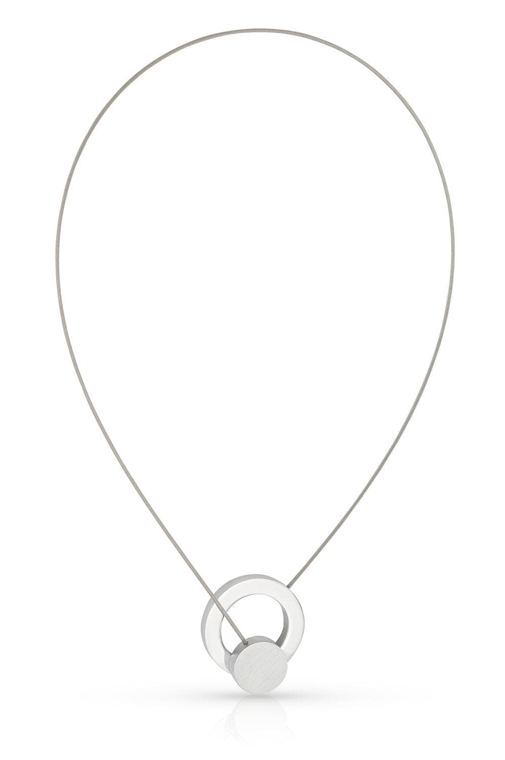 Clic Rondje en Een Ring Collier 43 cm edelstaal - C266