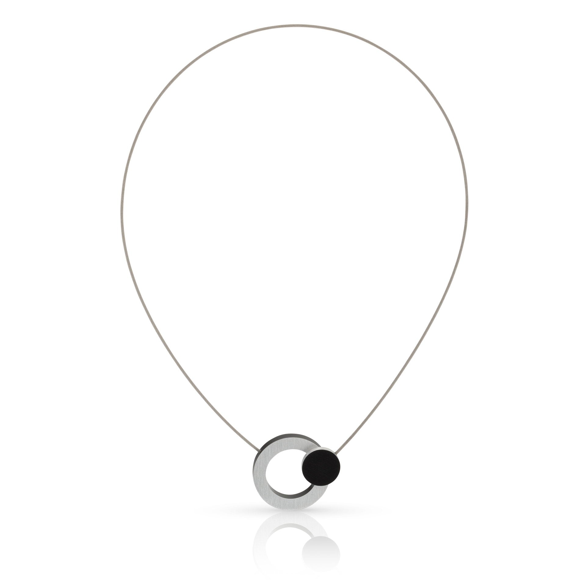 Clic Ring met Rondje Collier 43 cm edelstaal - C270Z