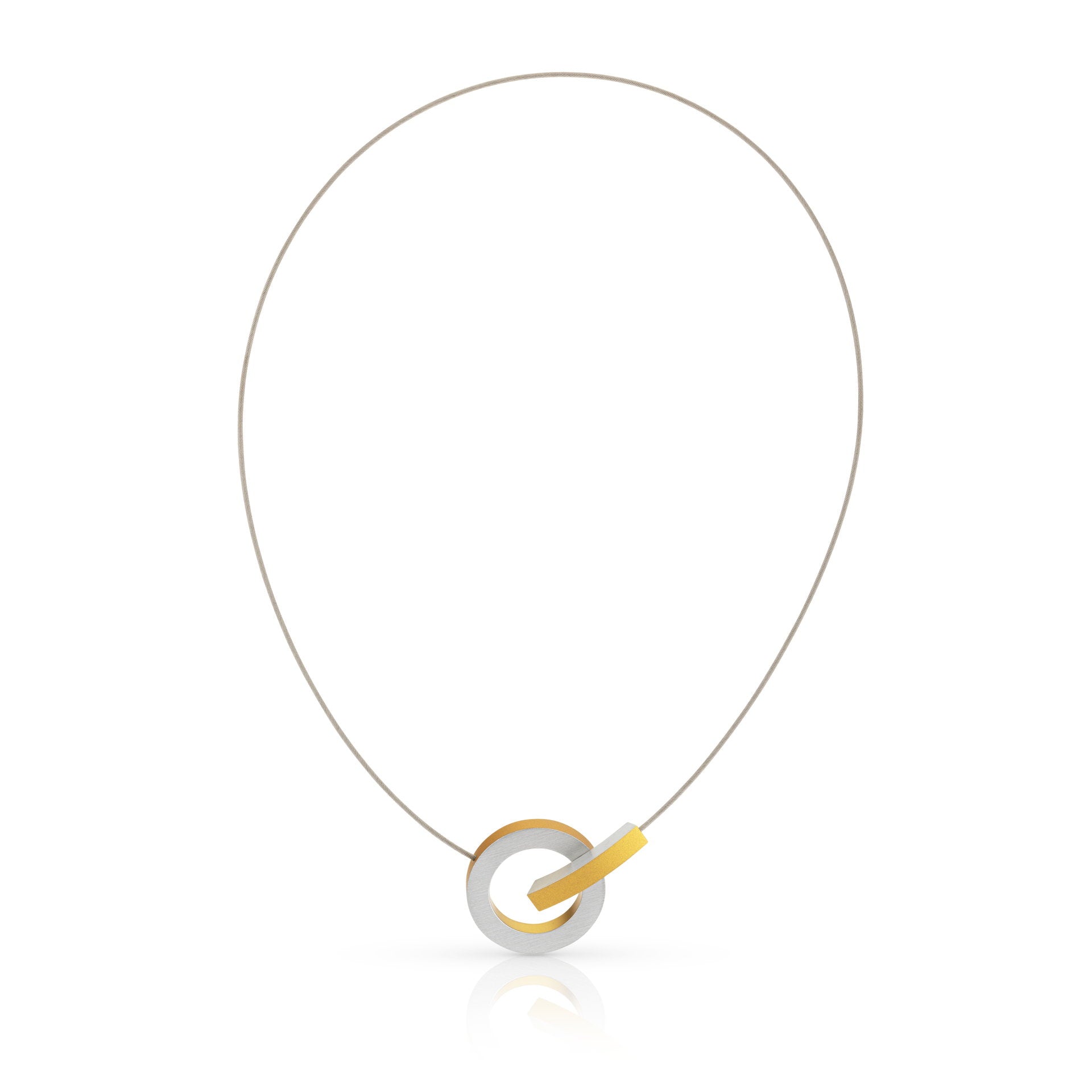 Clic Ring met Boogje Collier 43 cm edelstaal - C273G