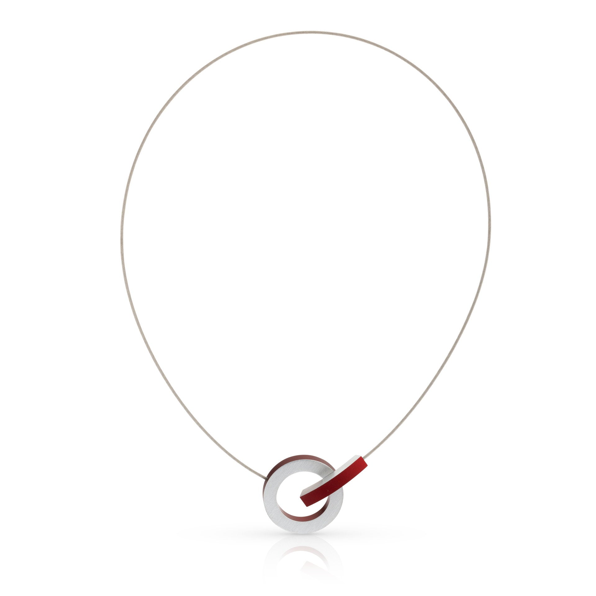 Clic Ring met Rood Boogje Collier 43 cm edelstaal - C273R