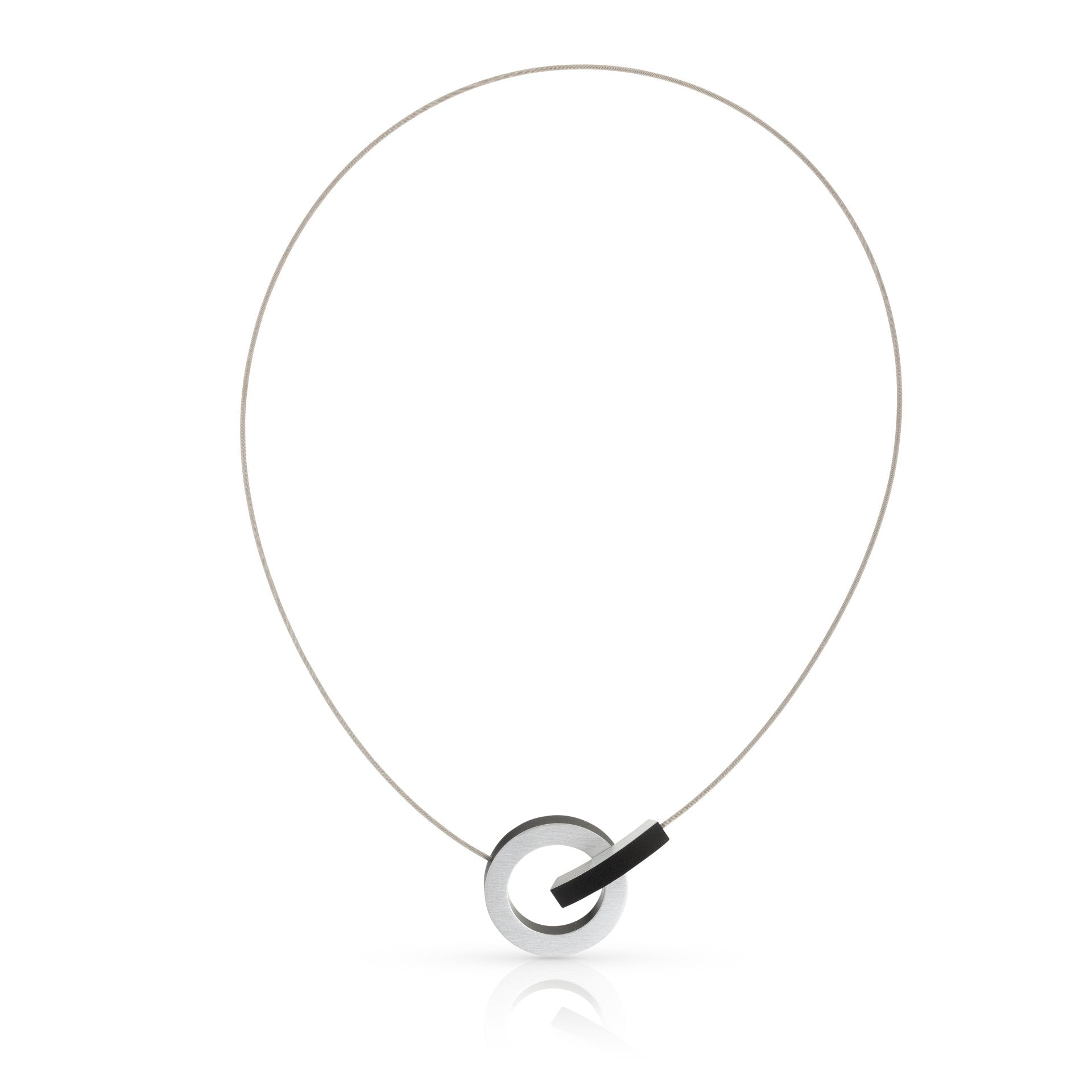Clic Ring met Boogje Collier 43 cm edelstaal - C273Z