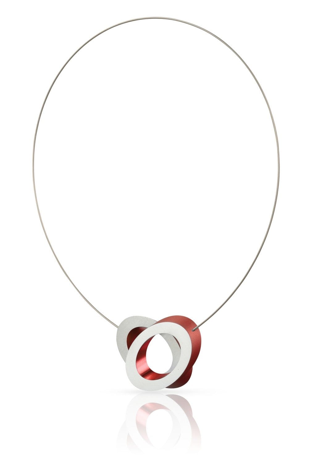Clic Ovalen op Elkaar Rood Collier 42cm edelstaal zwart - C70R