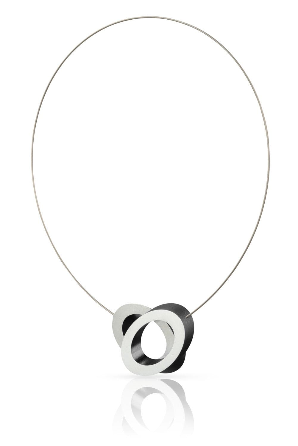 Clic Ovalen op Elkaar Collier 37 mm edelstaal zwart - C70Z