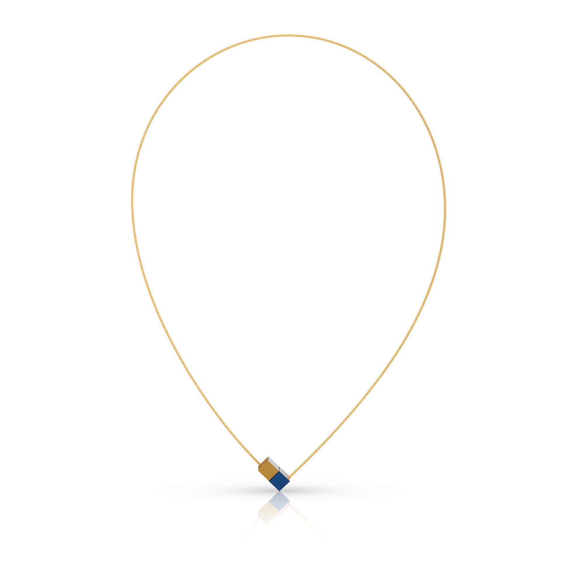 Clic Twee Kubusjes Blauw met Draad Collier CG205BG