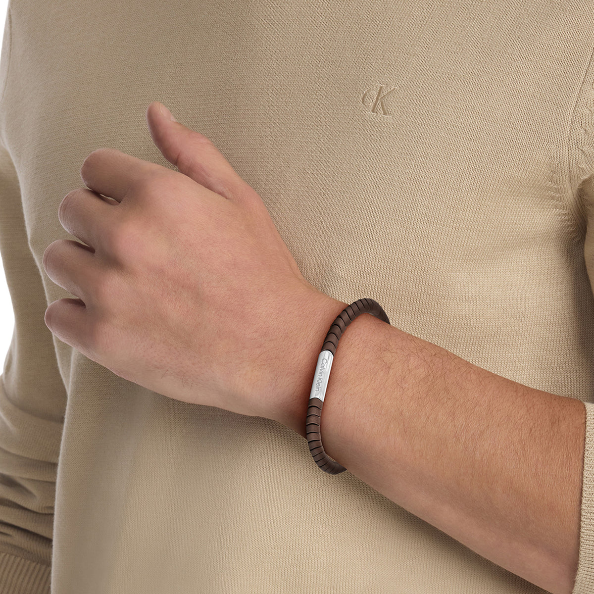 Calvin Klein Armband CJ35100053 Heren Bruin 19,5 cm