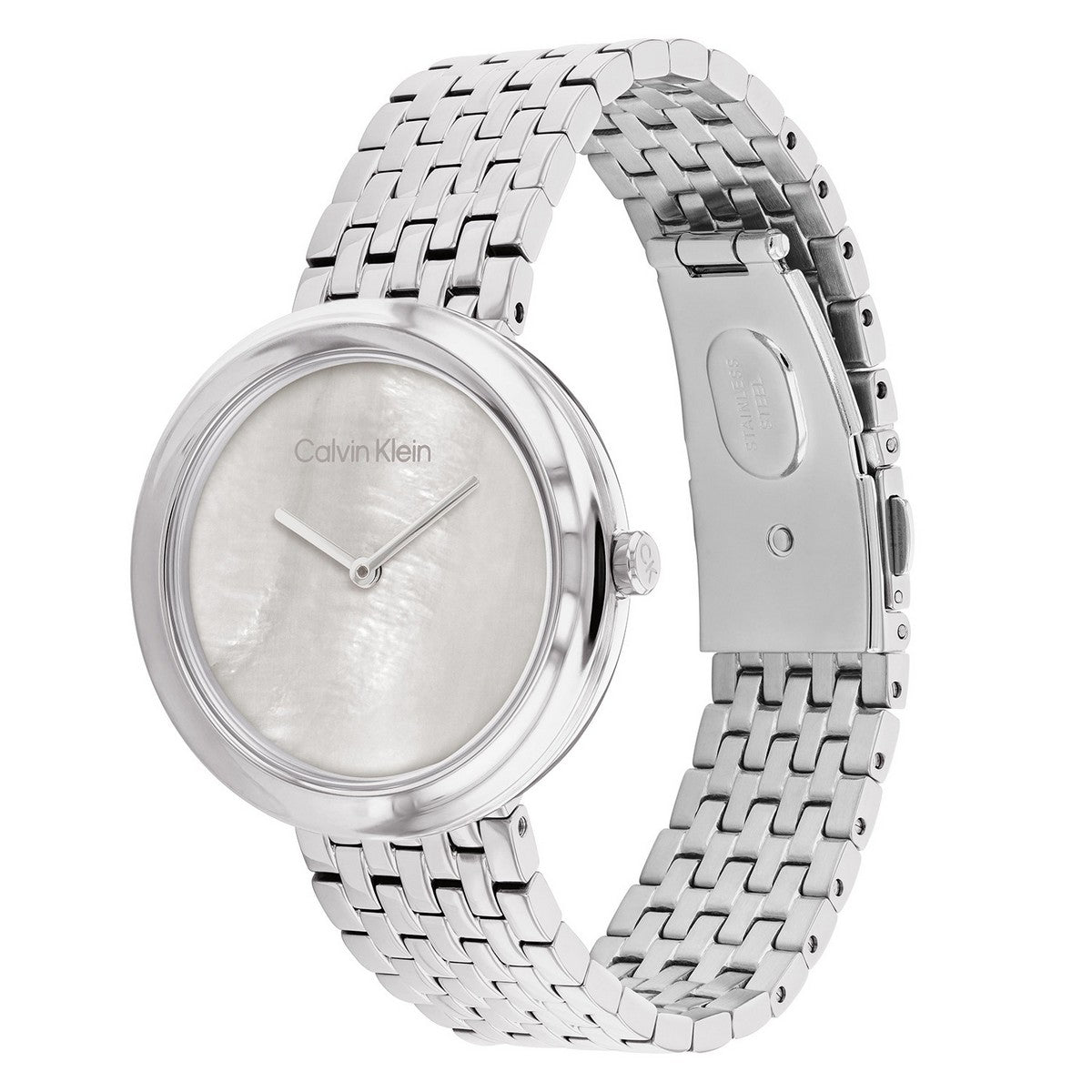 Calvin Klein Twisted bezel Dameshorloge CK25200320 Zilverkleurig 34 mm
