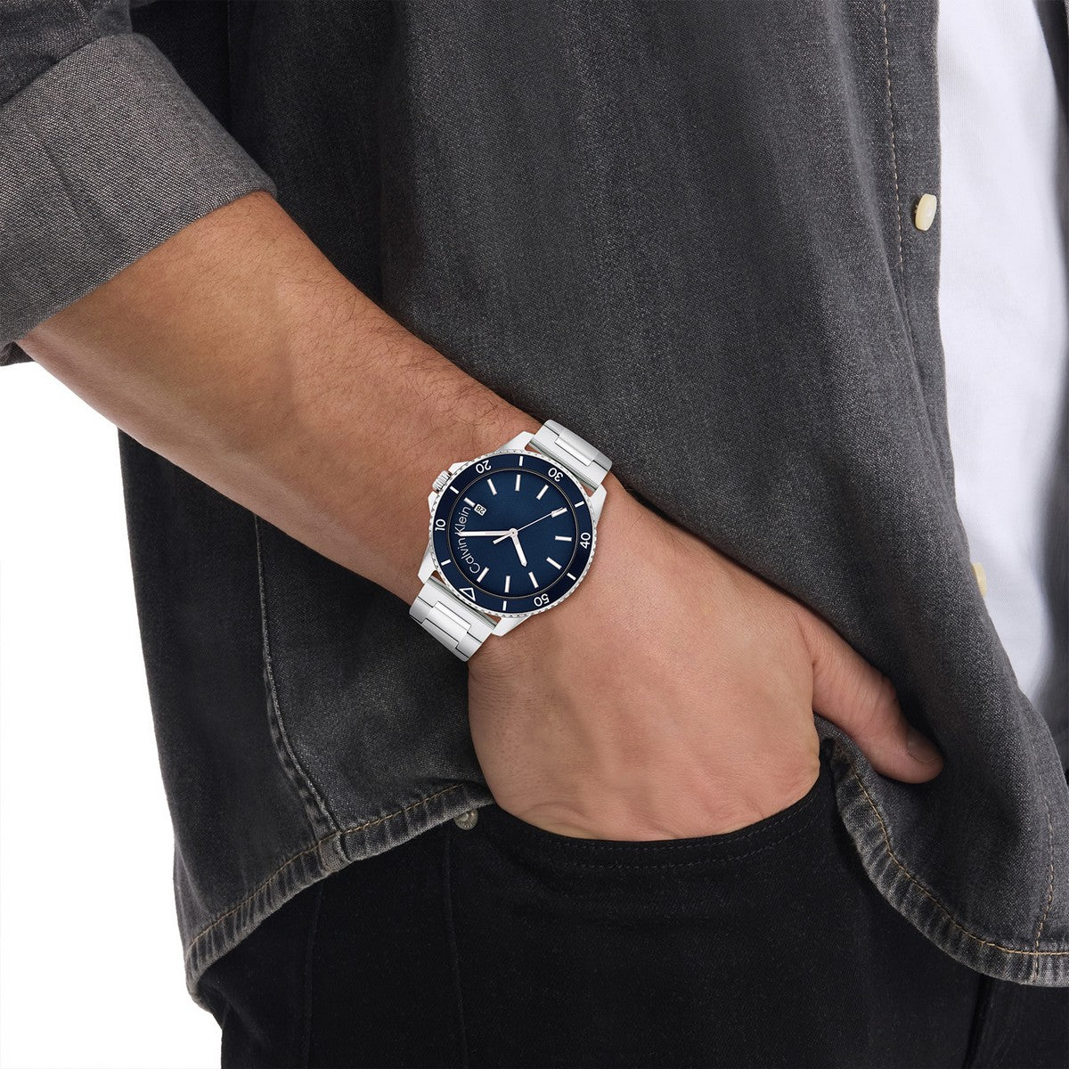 Calvin Klein Herenhorloge CK25200385 Zilverkleurig 44 mm