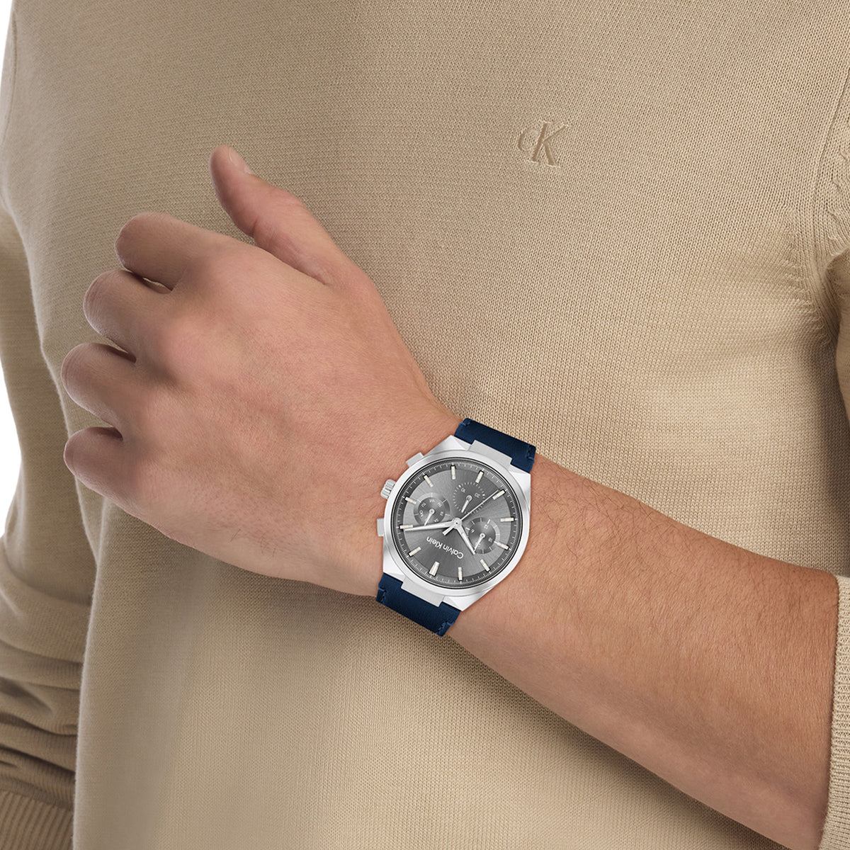 Calvin Klein Heren Horloge CK25200444 44 mm Zilverkleurig