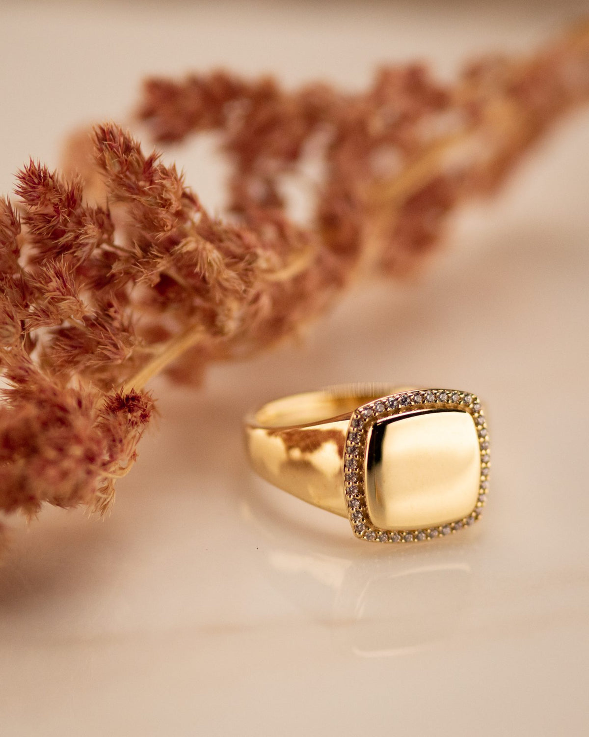 See You Square Signet & Ash Ring - 465S-EU50