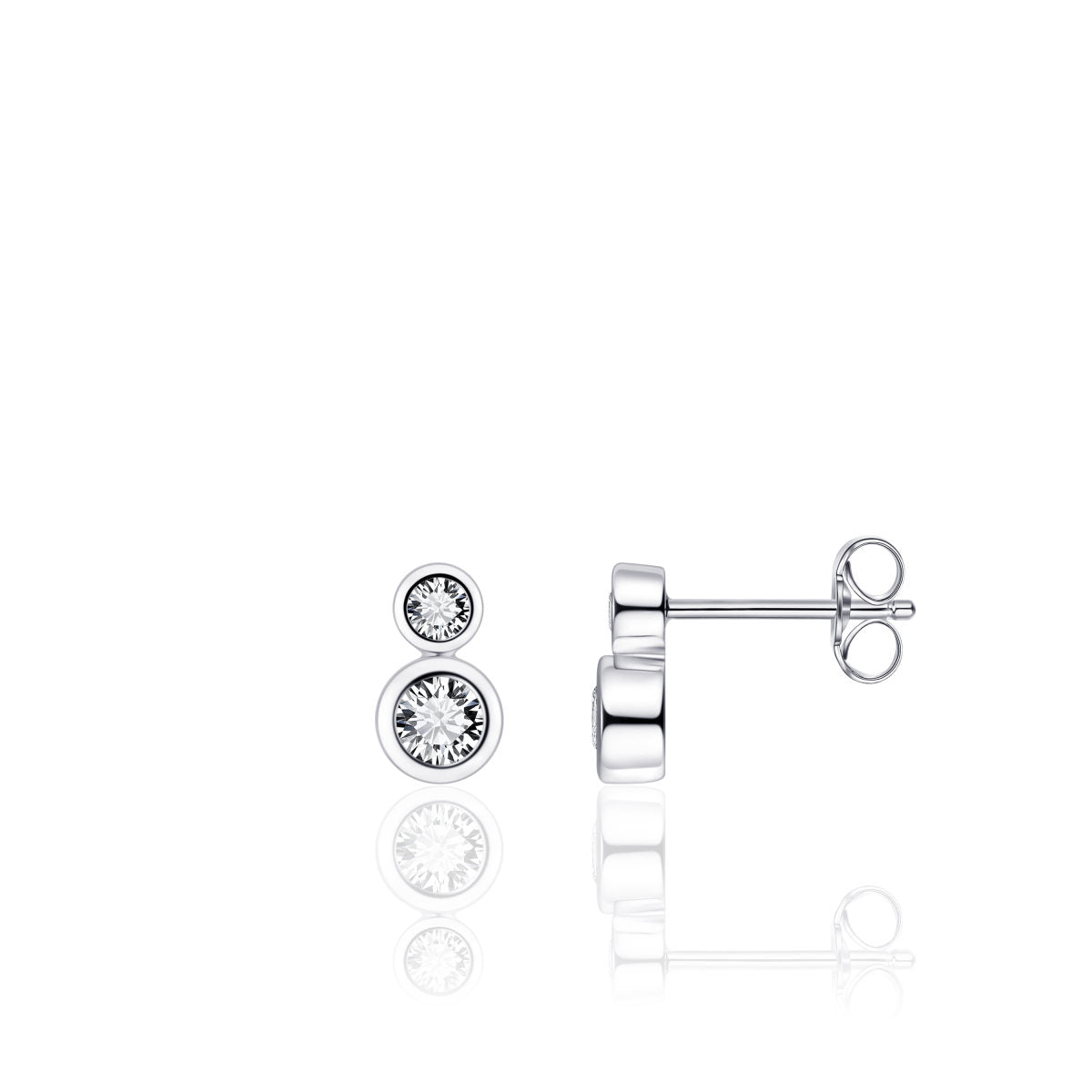 Gisser Oorringen Zilver Gerhodineerd Zirkonia Wit – E1003