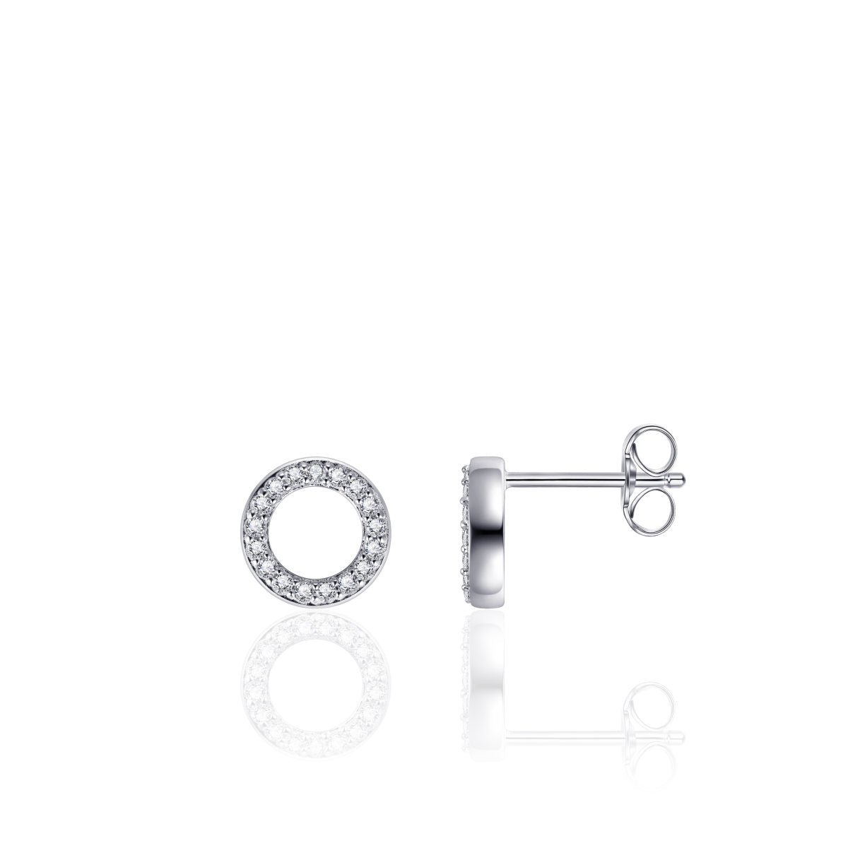 Gisser Oorringen Zilver Gerhodineerd Zirkonia Wit – E1008