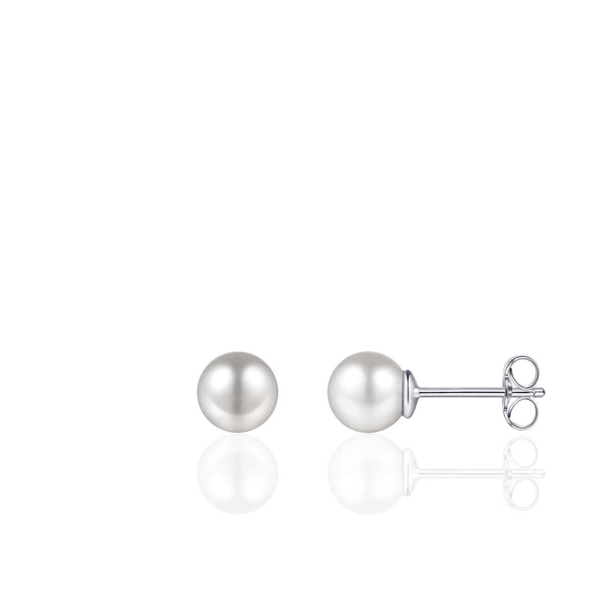Gisser Oorringen Zilver Gerhodineerd Synthetische parel Wit – E1025/7