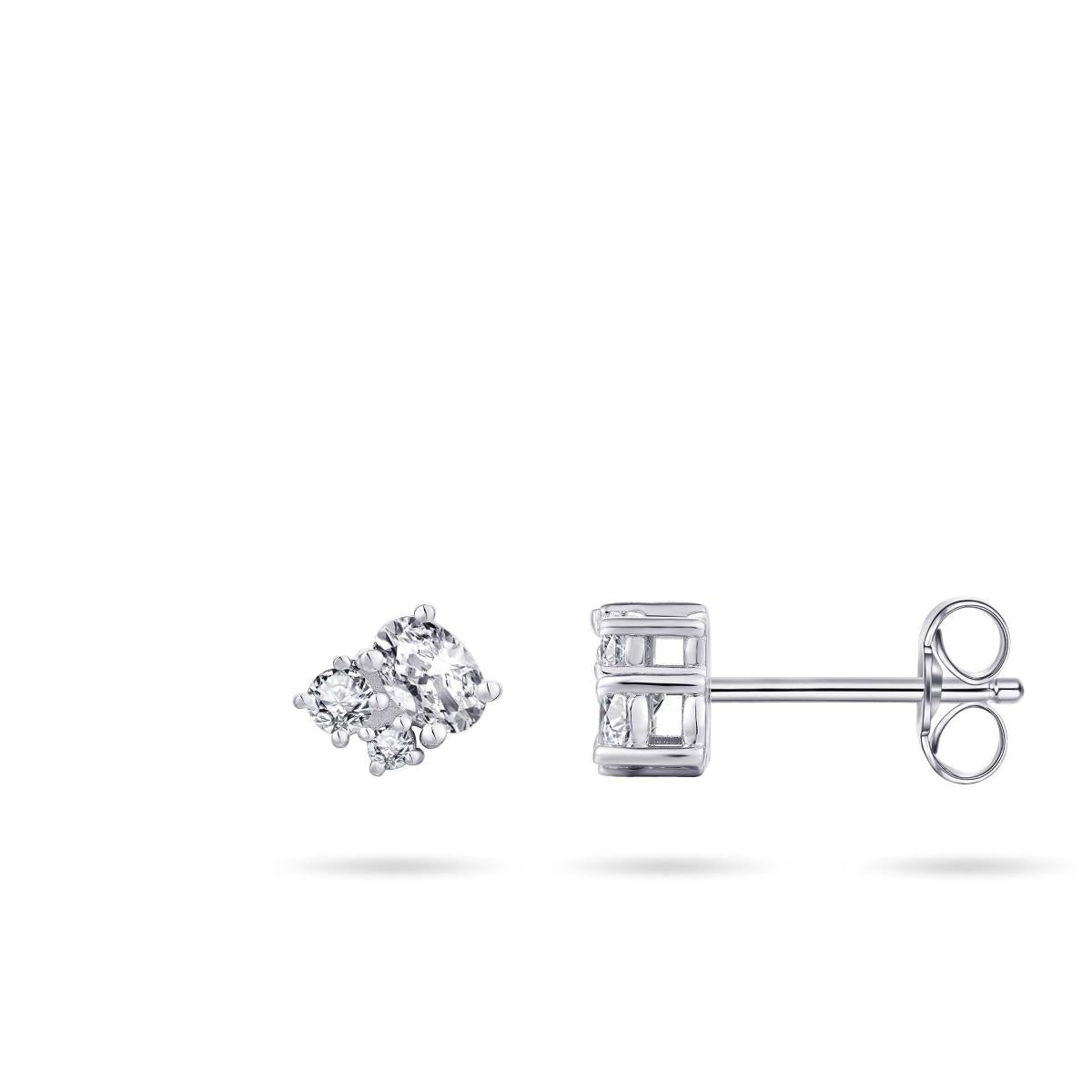 Gisser Oorringen Zilver Gerhodineerd Zirkonia Wit – E1047