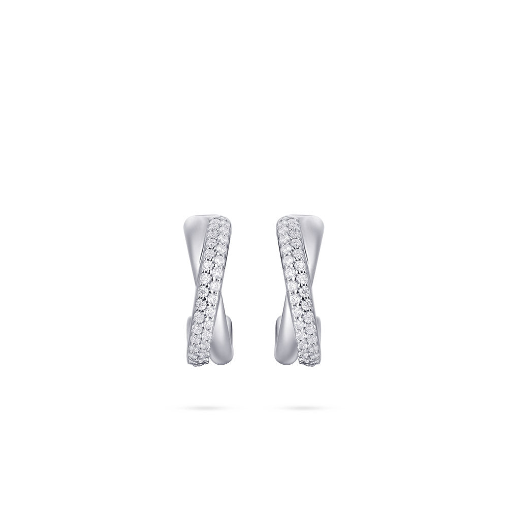 Gisser Oorringen Zilver Gerhodineerd Zirkonia Wit – E1060
