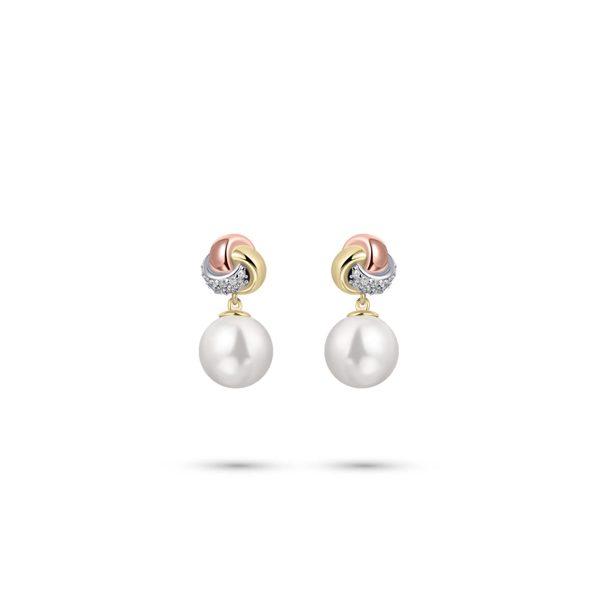 Gisser Oorringen Zilver Verguld Tricolor Zirkonia Wit – E1065T