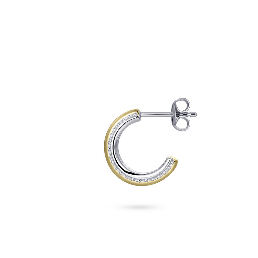Gisser Oorringen Zilver Geel Verguld Zirkonia Wit – E1067Y – foto 2