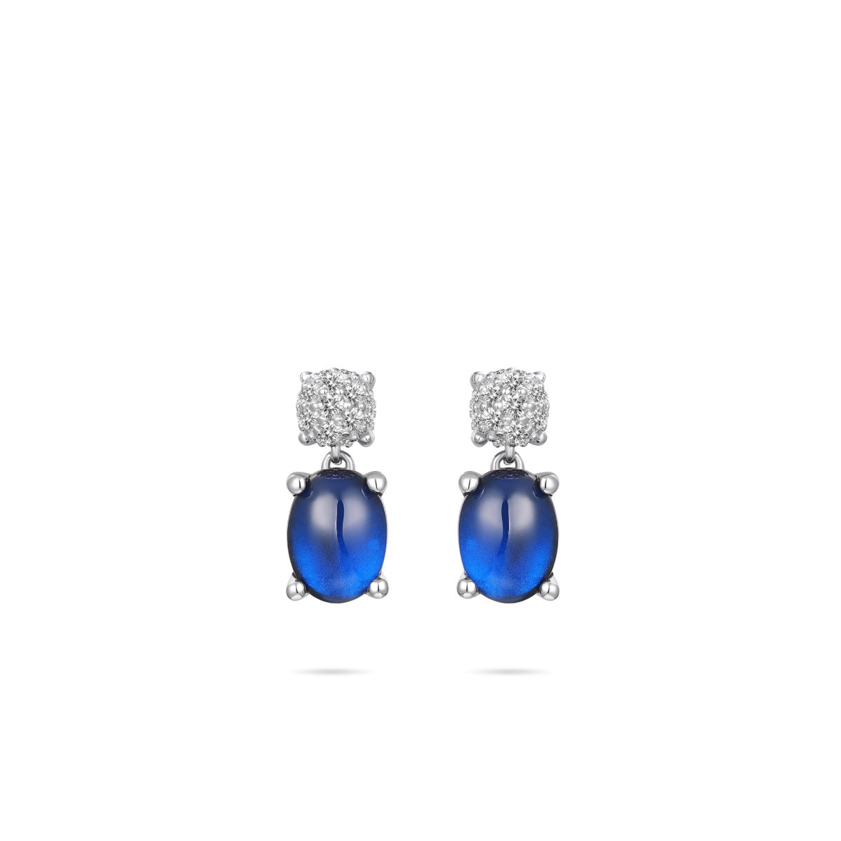 Gisser Oorringen Zilver Gerhodineerd Zirkonia Donkerblauw – E1081B