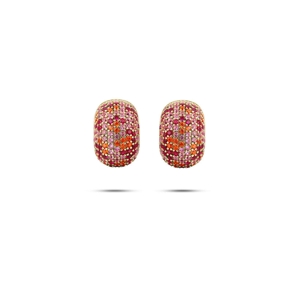 Gisser Oorknoppen Zilver Geel Verguld Zirkonia Roze – E1088YOF