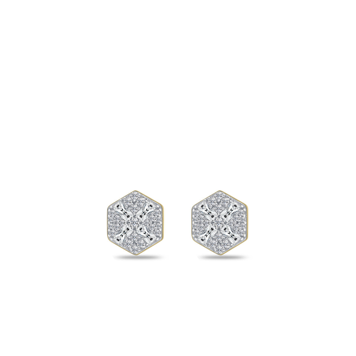 Gisser Oorbellen Zilver Verguld Bicolor Zirkonia Wit – E1089Y