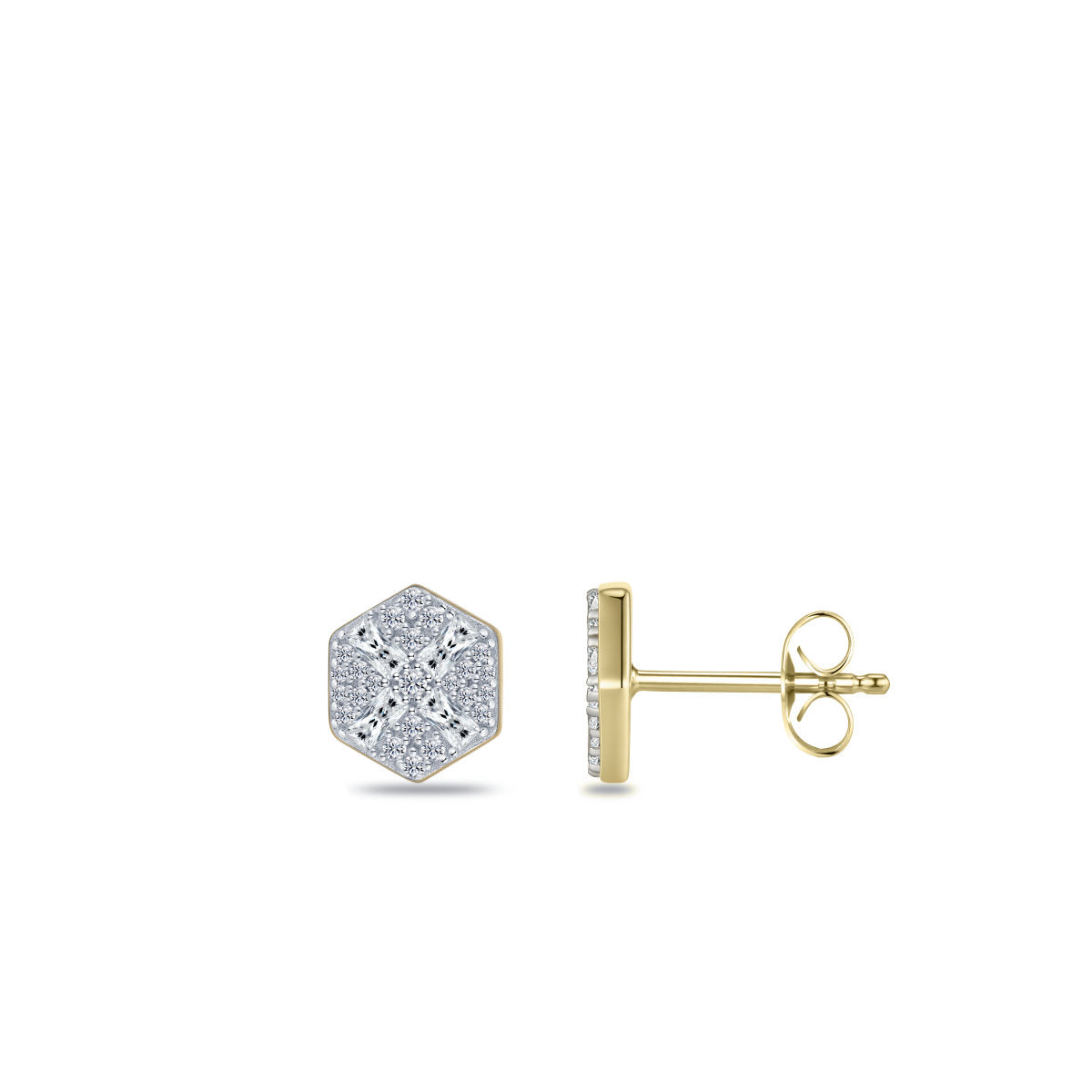 Gisser Oorbellen Zilver Verguld Bicolor Zirkonia Wit – E1089Y – foto 3