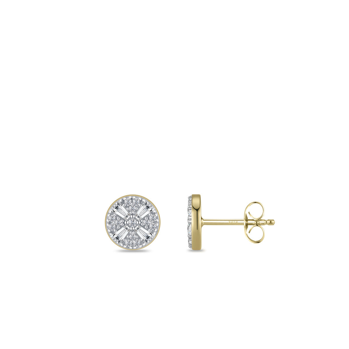 Gisser Oorbellen Zilver Verguld Bicolor Zirkonia Wit – E1091Y – foto 3