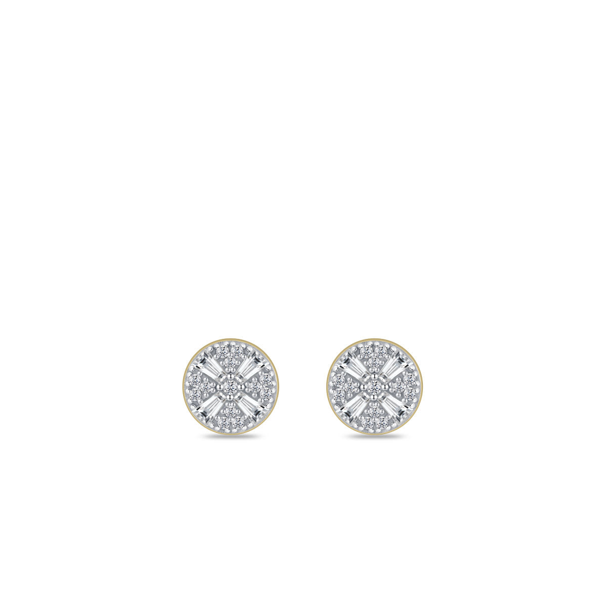 Gisser Oorbellen Zilver Verguld Bicolor Zirkonia Wit – E1091Y