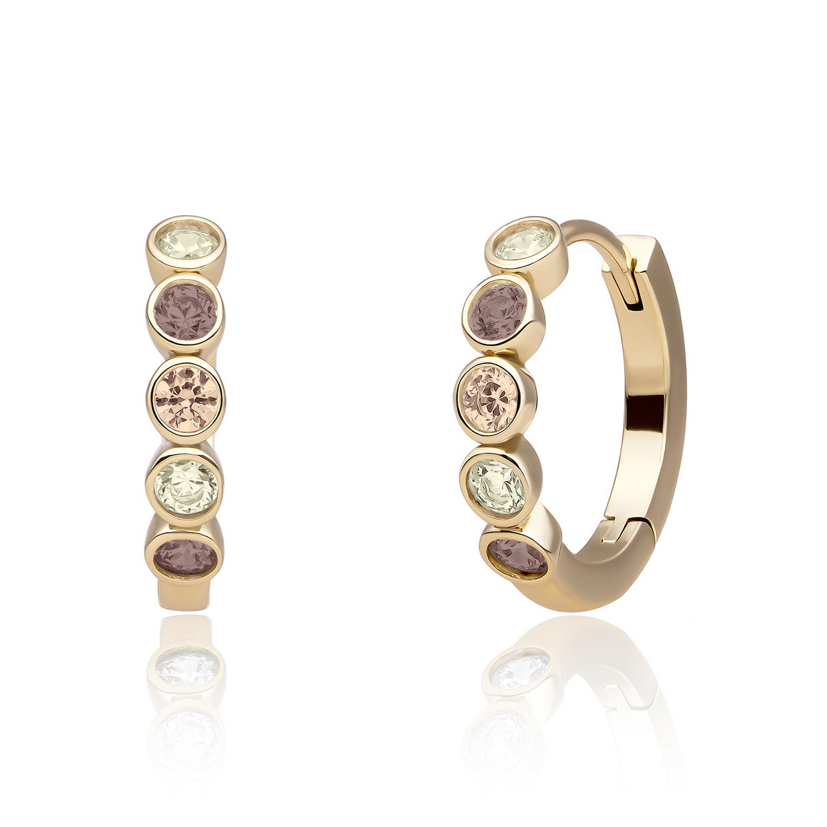 Sparkling Jewels Oorbellen Tube Huggies Multi Zirkonia EAG35-MULTI03 Goudkleurig
